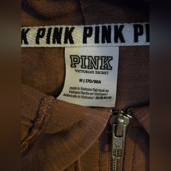 PINK‎ Victoria Secret Pullover Hoodie 1/4 Zip Long Sleeve Pink Dusty Rose Size M - Picture 6 of 9